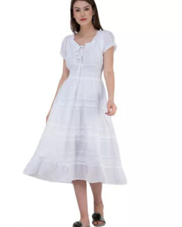 SAAKAA Women’s Cotton Off White One piece Dress