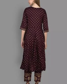 Anarkali Kurti With Pant and Chiffon Dupatta sets | Women Kurta Dupatta Set | Women Rayon Anarkali Long Kurti With Pant and Dupatta Set